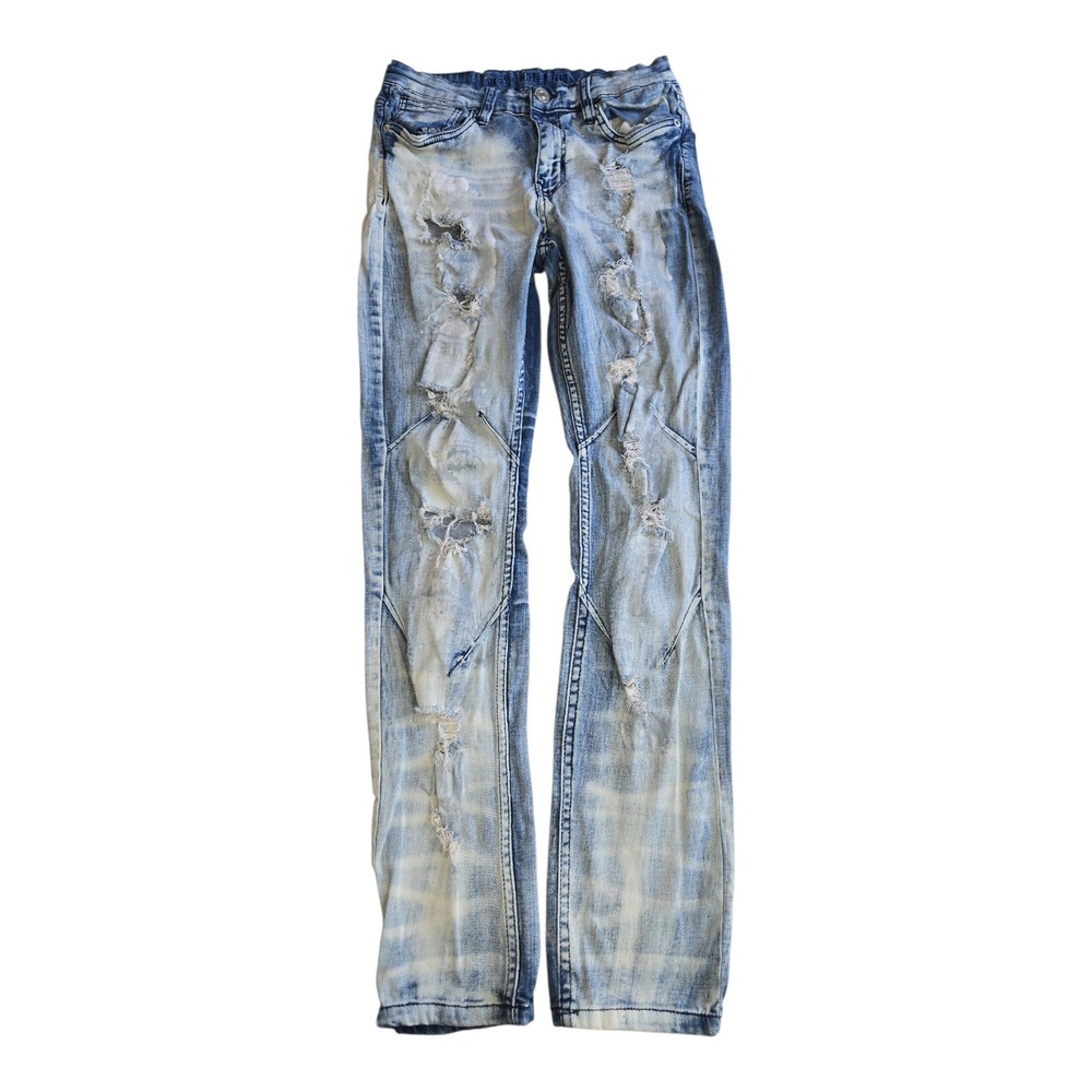 rue21 Premium‎ Skinny Supreme Flex Distressed Light Wash Paneled Jeans 30x32